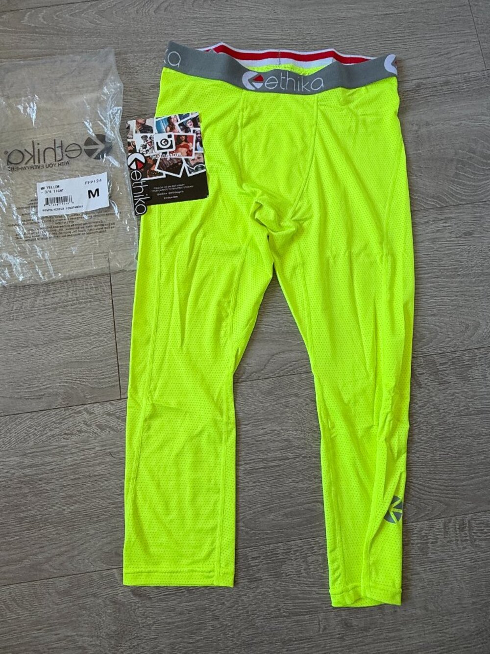 Ethika MicroMesh Neon Yellow 3/4 Tight M NWT